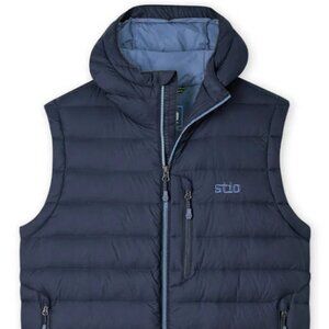 $279! NEW Men's Stio Hometown Hooded Down Vest - Mountain Shadow Blue - Small